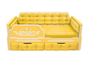 Кровать 160 серии Спорт 2 ящика 74 Жёлтый (мягкие боковые накладки) в Покровске - pokrovsk.mebel54.com | фото