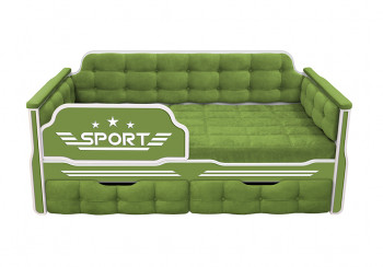 Кровать 160 серии Спорт 2 ящика 76 Зелёный (мягкие боковые накладки) в Покровске - pokrovsk.mebel54.com | фото