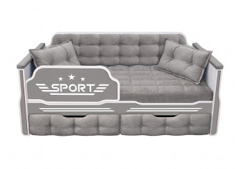 Кровать 180 серии Спорт 2 ящика 45 Серый (подушки) в Покровске - pokrovsk.mebel54.com | фото