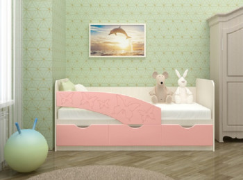 Кровать Бабочки 1,6м (Розовый металлик) в Покровске - pokrovsk.mebel54.com | фото
