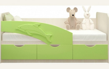 Кровать детская 1,6м Дельфин (Салатовый металлик) в Покровске - pokrovsk.mebel54.com | фото