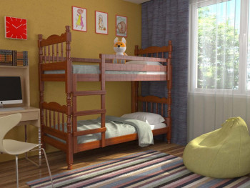 Кровать двухъярусная Соня из массива сосны 800*1890 Орех в Покровске - pokrovsk.mebel54.com | фото
