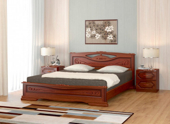 Кровать Карина-7 из массива сосны 1400*2000 Орех в Покровске - pokrovsk.mebel54.com | фото