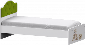 Кровать Каспер с мягкой спинкой и фотопечатью (800х1900)Белый/Лайм в Покровске - pokrovsk.mebel54.com | фото