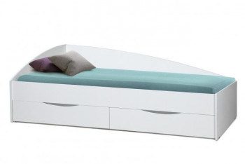 Кровать одинарная "Фея - 3" (асимметричная) (2000х900) New/(белый / белый / ДВПО белый) в Покровске - pokrovsk.mebel54.com | фото
