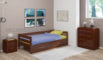 Кровать одинарная ГЛОРИЯ из массива сосны  900*2000 (Орех) в Покровске - pokrovsk.mebel54.com | фото