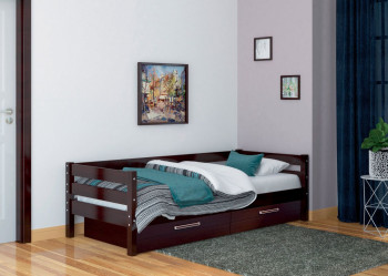 Кровать одинарная ГЛОРИЯ из массива сосны  900*2000 (Орех Тёмный) в Покровске - pokrovsk.mebel54.com | фото