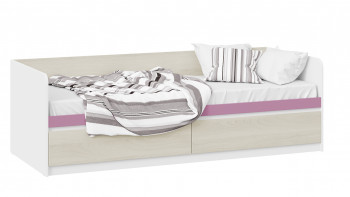 Кровать «Сканди» с 2 ящиками Дуб Гарден/Белый/Лиловый в Покровске - pokrovsk.mebel54.com | фото