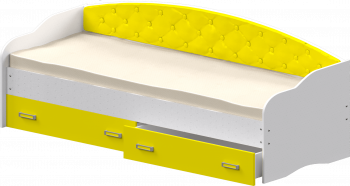 Кровать Софа-7 с мягкой спинкой (800х1900) Белый/Желтый в Покровске - pokrovsk.mebel54.com | фото