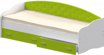 Кровать Софа-7 с мягкой спинкой (800х1900) Белый/Лайм в Покровске - pokrovsk.mebel54.com | фото