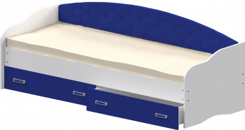 Кровать Софа-7 с мягкой спинкой (800х2000) Белый/Синий в Покровске - pokrovsk.mebel54.com | фото
