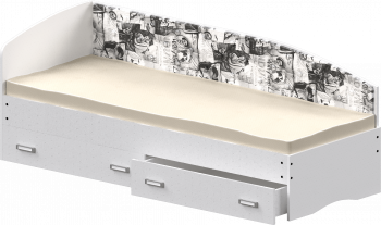 Кровать Софа-9 с мягкой спинкой с рисунком Милана (900х1900) Белый в Покровске - pokrovsk.mebel54.com | фото
