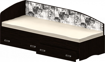 Кровать Софа-9 с мягкой спинкой с рисунком Милана (900х2000) Венге в Покровске - pokrovsk.mebel54.com | фото