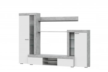 Мебель для гостиной МГС 5 Цемент светлый / Белый в Покровске - pokrovsk.mebel54.com | фото