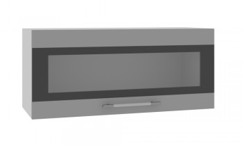 Норд ШВГС 800 Шкаф верхний горизонтальный со стеклом (Софт черный/корпус Белый) в Покровске - pokrovsk.mebel54.com | фото