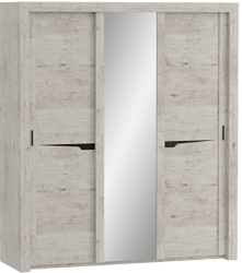 Шкаф трехдверный Соренто с раздвижными дверями Дуб бонифаций/Кофе структурный матовый в Покровске - pokrovsk.mebel54.com | фото