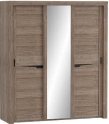 Шкаф трехдверный Соренто с раздвижными дверями Дуб стирлинг/Кофе структурный матовый в Покровске - pokrovsk.mebel54.com | фото